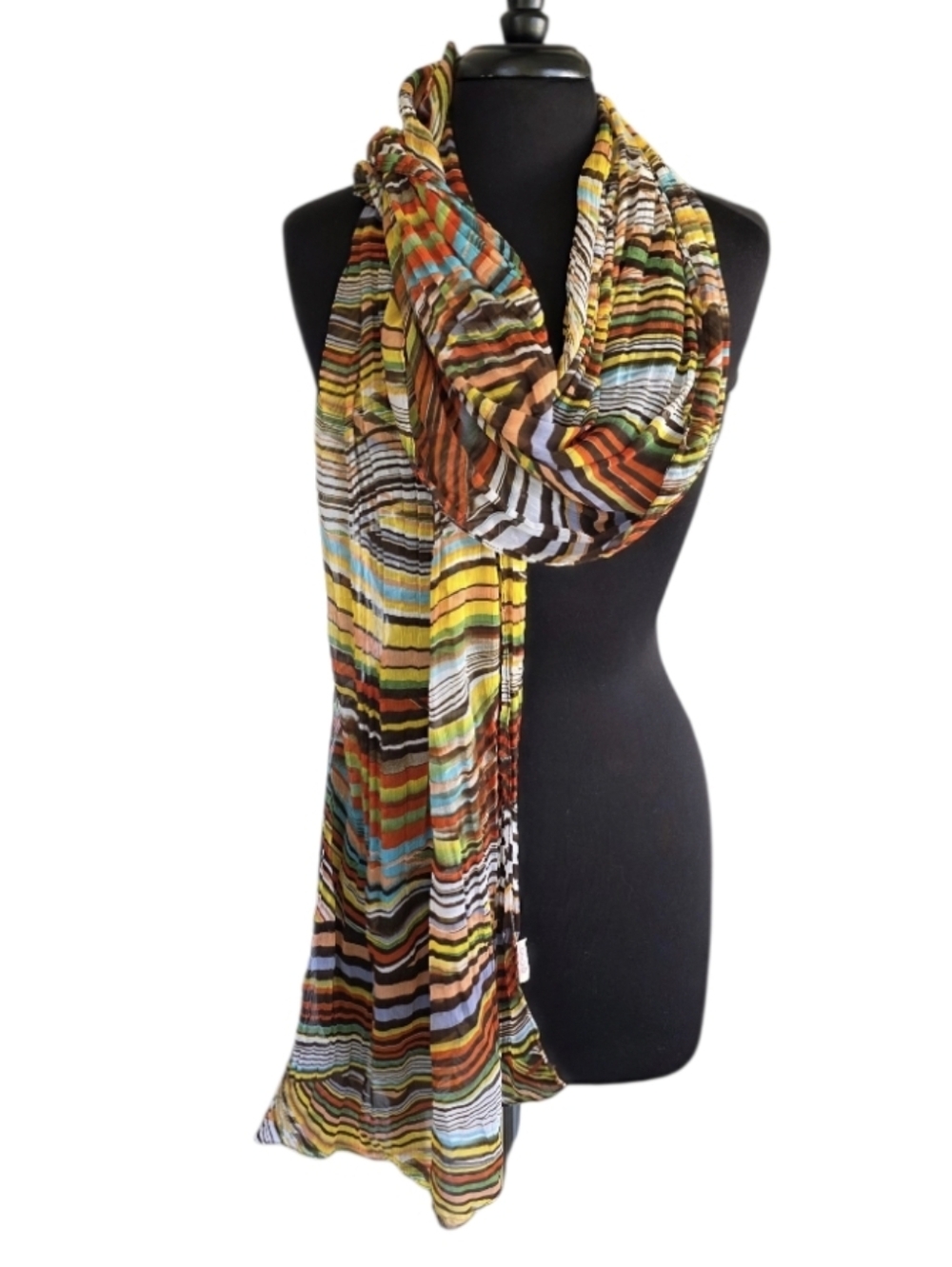Vintage Echo Scarf Retro Multicolor Striped Lightweight Women’s Scarf